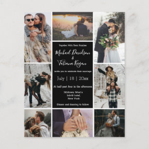 budget 8 photos collage black wedding invitation