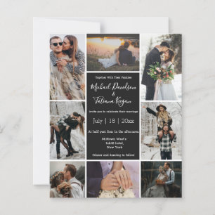budget 8 photos collage black wedding invitation