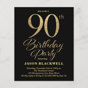 Budget 90th Birthday Party Invitation