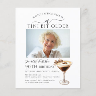 BUDGET 90th Birthday Photo Martini Invitation
