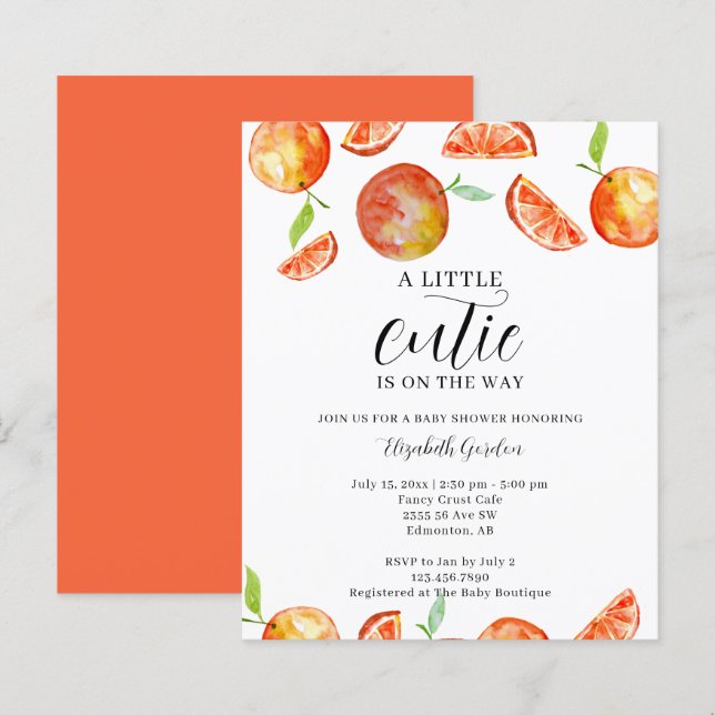 Budget A Little Cutie on the Way Baby Shower  (Front/Back)