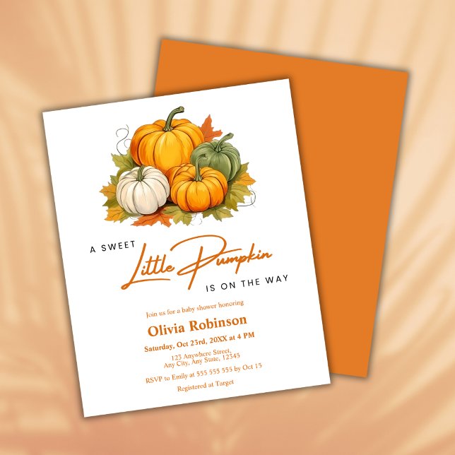 Budget A Little Pumpkin Baby Shower Invitation (Budget A Little Pumpkin Autumn Fall Gender Neutral Baby Shower Invitation  )