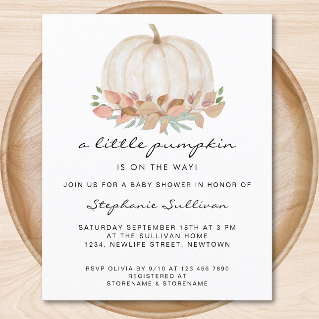 Budget A Little Pumpkin Floral Baby Shower Invite (Creator Uploaded)