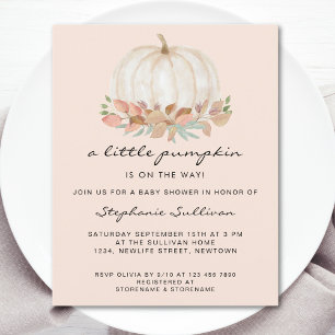 Budget A Little Pumpkin Floral Baby Shower Invite