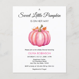 Budget A Little Pumpkin Girl Baby Shower Invite Flyer