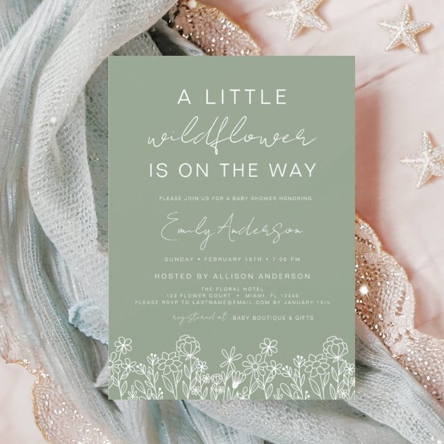 Budget A Little Wildflower Baby Shower Invitation (Creator Uploaded)