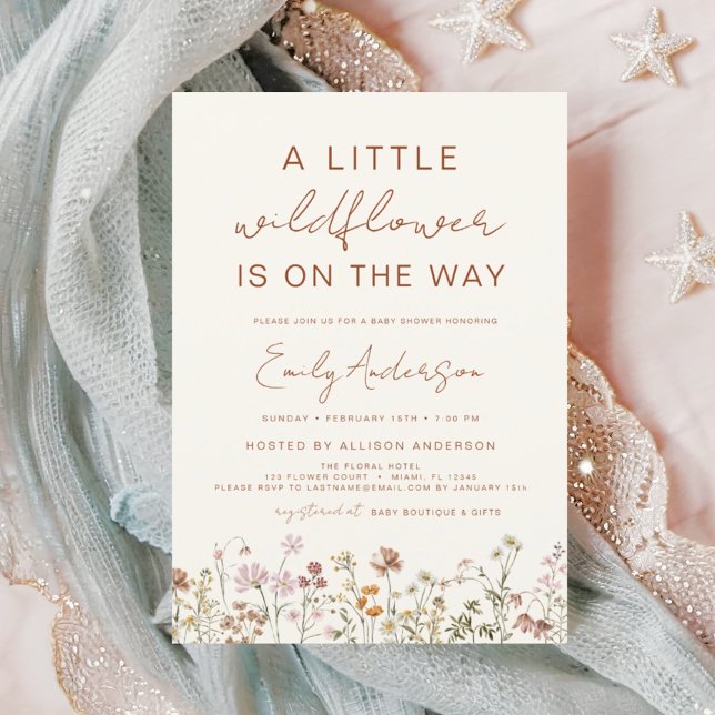 Budget A Little Wildflower Baby Shower Invitation (Creator Uploaded)