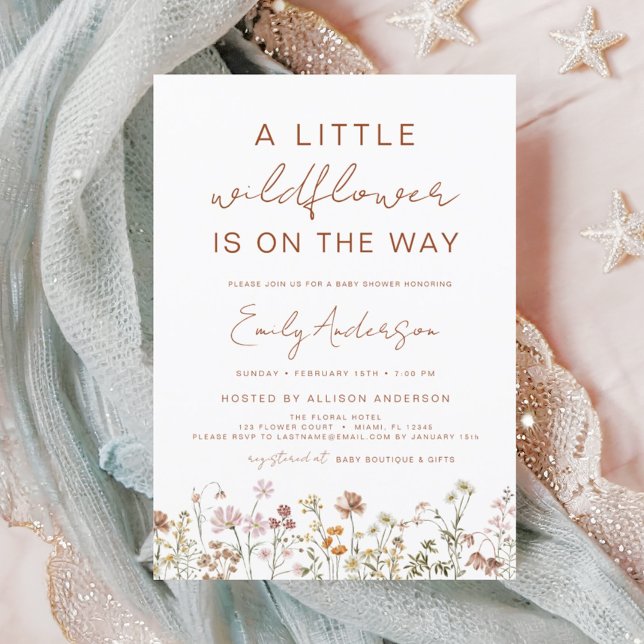 Budget A Little Wildflower Baby Shower Invitation Flyer (Creator Uploaded)