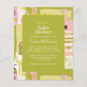Budget Abstract Art Lime Green Cute Baby Shower