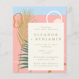 Budget  Abstract Botanical Pastel Wedding Invite