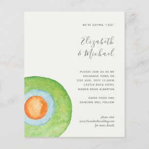Budget Abstract Green Coral Aqua Wedding Invites
