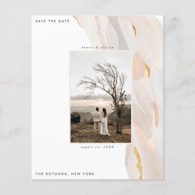 Budget Abstract Photo Save the Date Flyer (Front)