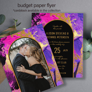 Budget abstract pink arch PHOTO wedding Invitation Flyer