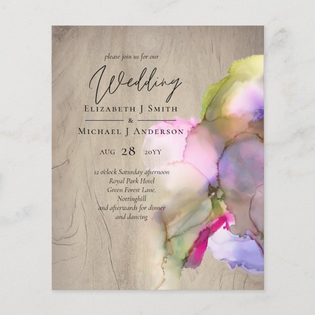 Budget Abstract Rainbow Purple Wedding (Front)