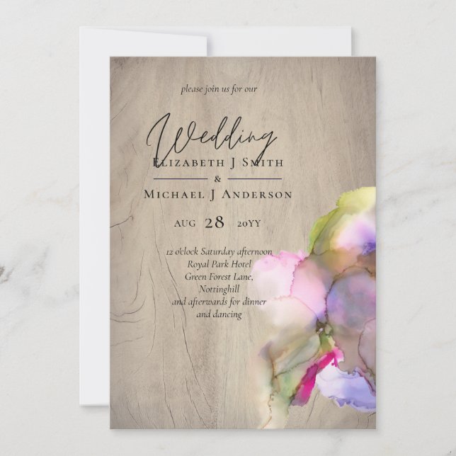 Budget Abstract Rainbow Purple Wedding (Front)