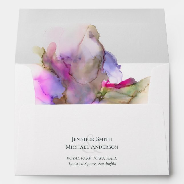Budget Abstract Rainbow Purple Wedding Envelope (Back (Bottom))