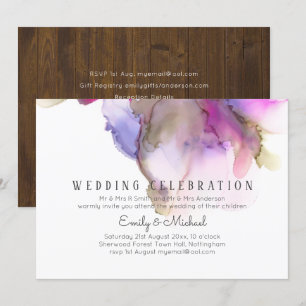 Budget Abstract Rainbow Purple Wedding Invitation