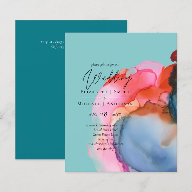 BUDGET abstract Rainbow Watercolor Wedding (Front/Back)