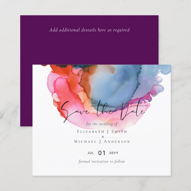 BUDGET abstract Rainbow Watercolor Wedding (Front/Back)