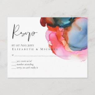 BUDGET abstract Rainbow Watercolor Wedding Postcard