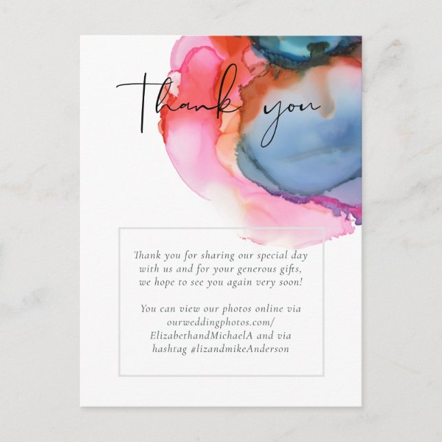 BUDGET abstract Rainbow Watercolor Wedding Postcard (Front)