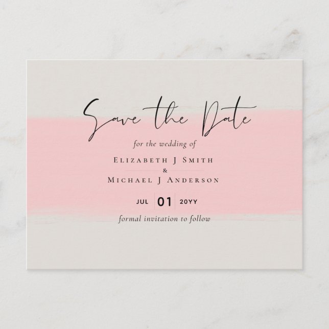 BUDGET Abstract Sage Blush Pink Script Wedding Set Postcard (Front)