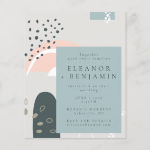 Budget Abstract Shapes Pastel Grey Wedding Invite