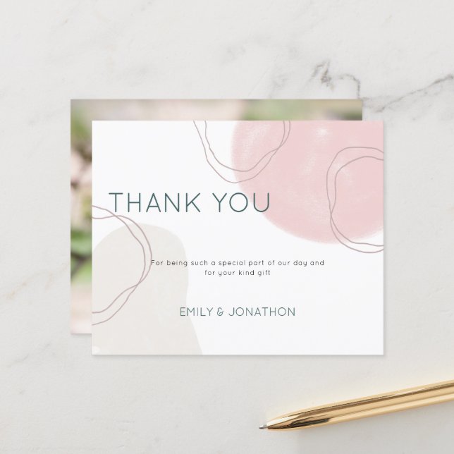 Budget Abstract Shapes Photo wedding Thank You (Front/Back In Situ)