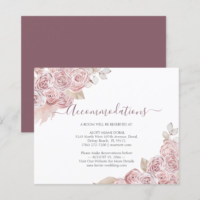 Budget Accommodations Card Bohemian  Pink Floral (Front/Back)