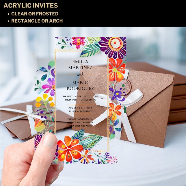 BUDGET Acrylic Clear Fiesta Floral Wedding Invitations (Creator Uploaded)