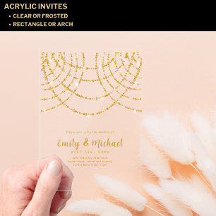 BUDGET Acrylic Clear Gold Lights Elegant Luxury Invitations