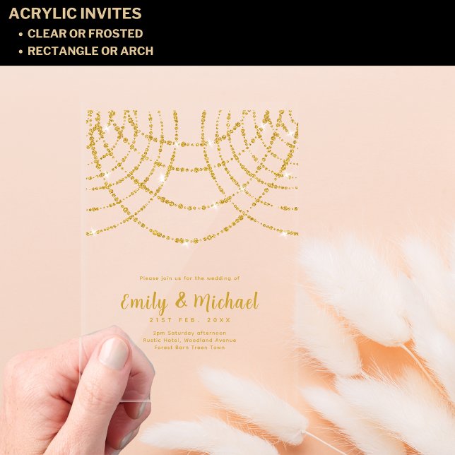 BUDGET Acrylic Clear Gold Lights Elegant Luxury Invitations (Creator Uploaded)