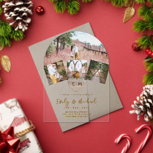 BUDGET Acrylic Clear Photo Collage Wedding Modern Acrylic Invitations