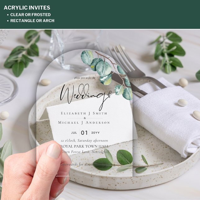 BUDGET Acrylic Clear Wedding Invite Greenery Acrylic Invitations (Creator Uploaded)