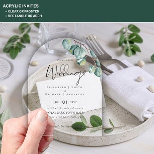 BUDGET Acrylic Clear Wedding Invite Greenery Invitations