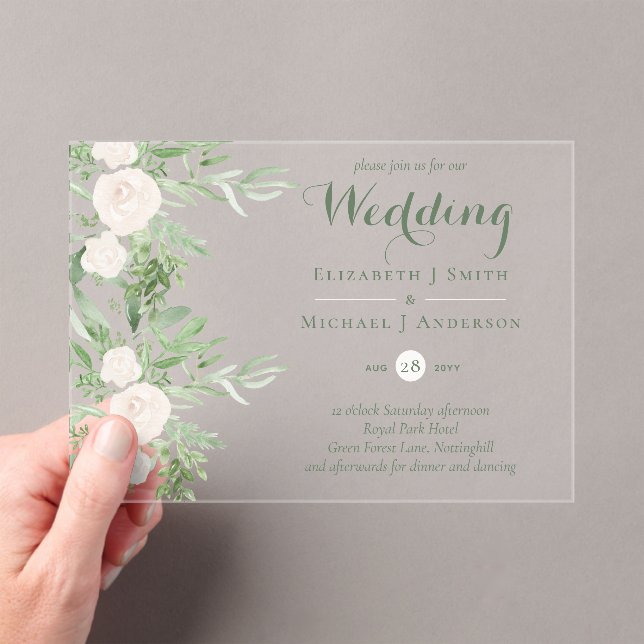 BUDGET Acrylic Clear Wedding Magnolia Flowers Acrylic Invitations (Insitu (Handheld))