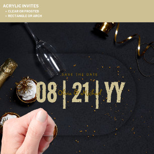 BUDGET Acrylic Save Date Minimalist Gold ARCH Acrylic Invitations