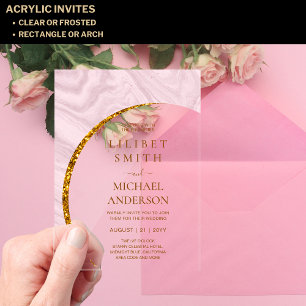 BUDGET Acrylic Wedding Dusty Blush Pink Gold Chic Acrylic Invitations