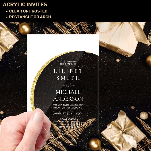 BUDGET Acrylic Wedding Modern White Gold Minimal Invitations (Creator Uploaded)