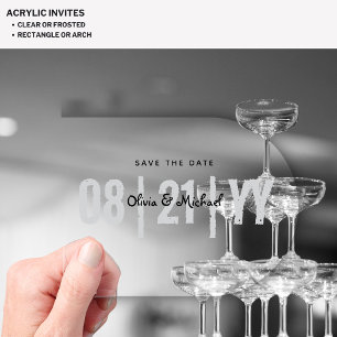 BUDGET Acrylic Wedding Save Date Minimalist Clear Invitations