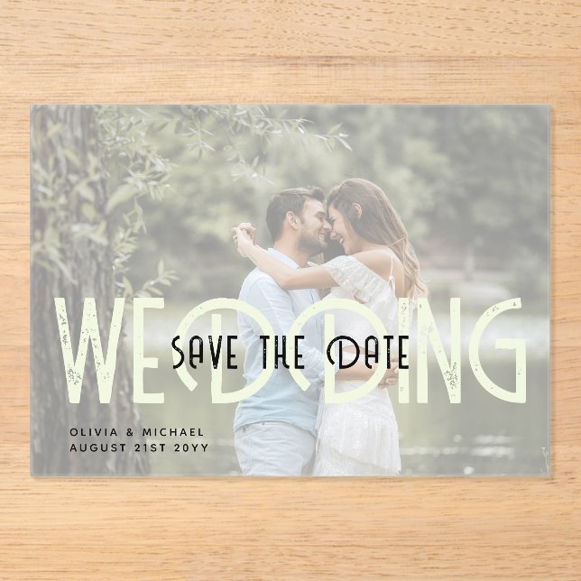 BUDGET Acrylic Wedding Save the Date Opaque Photo Acrylic Invitations (Front)