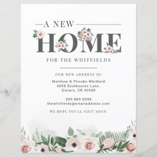 Budget Address Change Floral Moving Announcement
