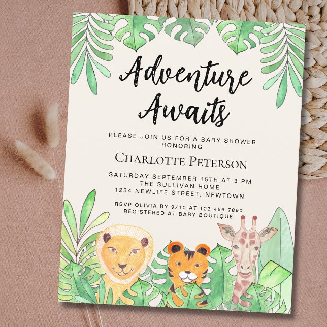 Budget Adventure Awaits Animals Baby Shower Invite (Creator Uploaded)