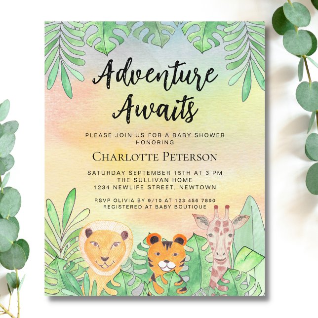 Budget Adventure Awaits Safari Baby Shower Invite (Creator Uploaded)