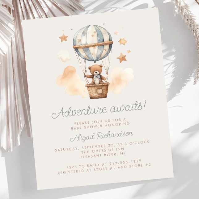 Budget Adventure Awaits Teddy Bear Boy Baby Shower (Creator Uploaded)