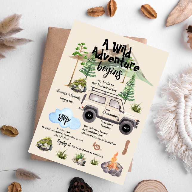 Budget Adventure Baby Shower Watercolor Camper Flyer (Creator Uploaded)