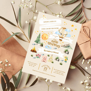 Budget Adventure Baby Shower Watercolor Trees Flyer