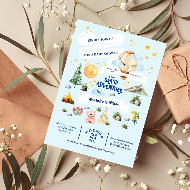 Budget Adventure Baby Shower Watercolor Trees Flyer (Creator Uploaded)