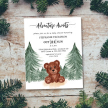 Budget Adventure Woodland Baby Shower Invitation