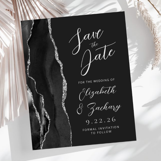 Budget Agate Black Silver Dark Save the Date (Creator Uploaded)